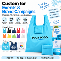 Sac de courses pliable et imperméable, sac de plage en nylon personnalisé, sac de voyage réutilisable, pochette d'épicerie portable, vente en gros avec logo OEM