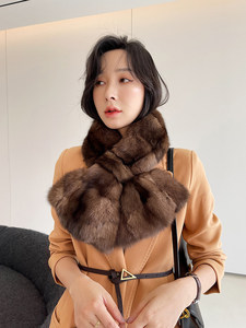 Sciarpa Elegante in Vera Pelliccia di <span class=keywords><strong>Visone</strong></span> per Donne, Eco-Friendly, Marrone Scuro, Collo Incrociato, Stola Invernale, Vendita all'Ingrosso - Product Image 3