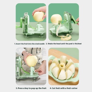 Giá Rẻ Bán Buôn FDA Chứng Nhận 2-Trong-1 Thép Không Gỉ Và Nhựa Trái Cây Peeler Slitter Thuận Tiện Của Nhãn Hiệu Nhanh Chóng Apple Peeler - Product Image 3