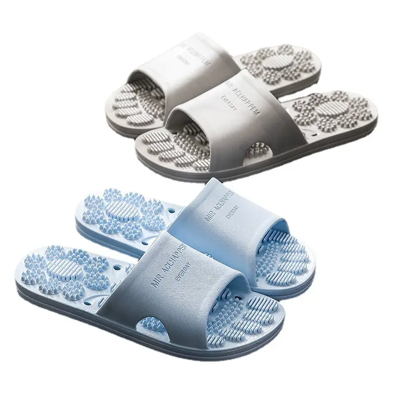 New foot massage PVC soft sole solid color home bathroom non-slip slippers for men and women