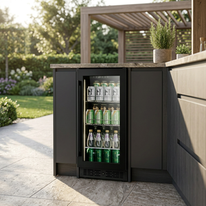 NE-351-P single temperature zone counter with built-in glass door beverage <b>cooler</b> and stainless steel frame refrigerator - Product Image 4