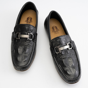 Men's Genuine Leather Loafers Round Toe Slip-On Breathable <b>Summer</b> Casual Shoes With Buckle <b>Decoration</b> - Product Image 3