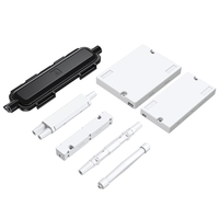 Caja de empalme de fibra óptica FTTH de 1 núcleo, impermeable, de ABS, con tubo adaptador SC, cable de bajada y accesorios de funda termorretráctil