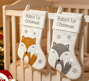 DAMAI Chaussettes de Noël en coton tricoté doux et personnalisé, motif renard de dessin animé mignon, grandes chaussettes pour enfants et bébés, idéales pour les fêtes de fin d'année - Product Image 2