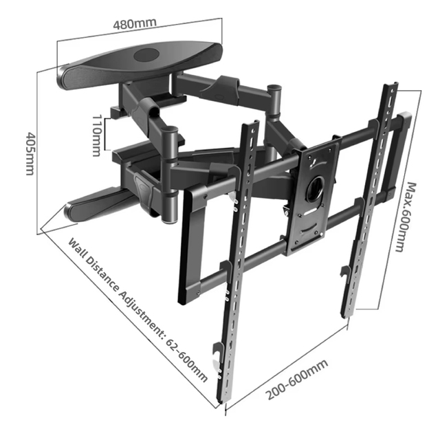 Swelix DY638D Vertical Rotating Full Motion Flat Screen Articulated TV Mount Arm Strong Wall Bracket for 50-80 Inch VESA 400x400