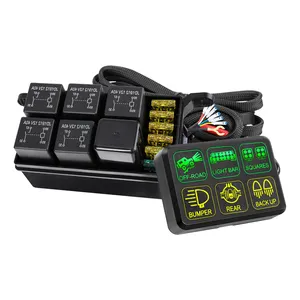 Multi Functions With Wiring Kit Green Led Auto 12 Volt Light Push Button Panel Switch