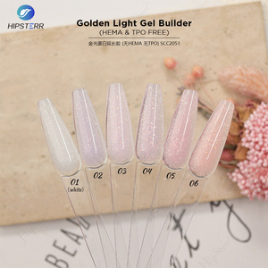 Vegan & Natural Golden Light Gel Builder HEMA & TPO FREE Nude Color Gold Sequins Nail Extension Gel Private Label - Product Image 3