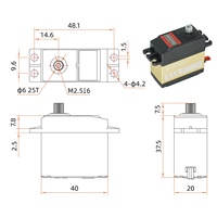 Moteur servo RC Kpower MM0900 6V 14kg de couple, engrenage métallique, servo numérique standard pour l'automatisation industrielle, kit de drone