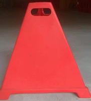 Bleu 680mm Floor Hazard Construction Safety Sign No Waist Triangle Barricade PE Plastic 3-sided Parking Warning Pyramid Cone