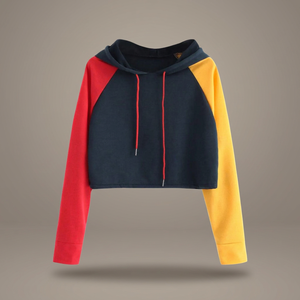 Sudadera con capucha de bloques de color para mujer, top corto de manga larga, jersey informal, proveedor mayorista de diseño de LOGO personalizado e impresión 2026 - Product Image 2