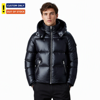 Doudoune Courte Homme Hiver 90% Duvet de Canard Blanc Brillant Épais Coupe-vent Extérieur Manteaux à Capuche Grande Taille Fermeture Éclair Nylon