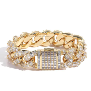 Accesorios de Hip Hop, Brazalete de 21 mm, Cadena Cubana de Tres Filas con Circonitas, Brazalete Grueso para Hombre, Tanjing - Product Image 5