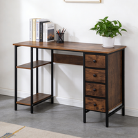 Bureau d'ordinateur de jeu minimaliste moderne et peu encombrant avec tiroirs de rangement, structure en acier, petite taille pour le bureau et la maison