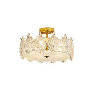 Candelabro de diseño de hoja de cristal súper brillante de nuevo estilo, luz de techo led de cristal moderna para dormitorio simple Nórdico - Product Image 6