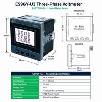 EastSong 96*96mm Panel Mount Tiga Fasa LCD Voltmeter RS485 Modbus RTU Kelas 0.5 4-Digit IP65 V1 V2 V3 Output Analog