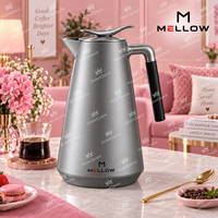 Carafe isotherme sous vide européenne 1,0 L en ABS avec revêtement en verre, poignée dorée et noire, durable et robuste