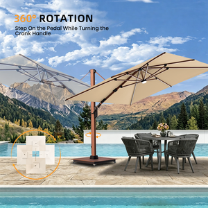 <span class=keywords><strong>Parasol</strong></span> <span class=keywords><strong>déporté</strong></span> de luxe 3x3m en aluminium pour extérieur, alimenté à l'énergie solaire, avec éclairage LED, idéal pour restaurants et hôtels - Product Image 3