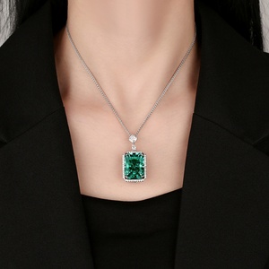 New Products 2026 Jewelry Eco-friendly <b>Copper</b> Black Gold Plated Radiant Cut 15*20mm Square Paraiba Tourmaline Pendant Necklace - Product Image 3