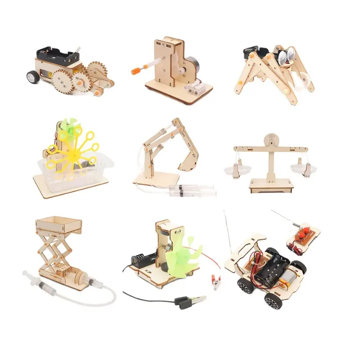 Kits de madeira personalizados de ciência, diversão, diy, vapor, haste solar, brinquedos