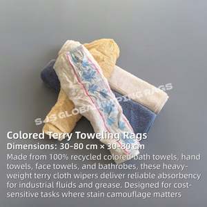 Trapos de Toalla de Algodón 100% Reciclado de Colores, Alta Absorción para Limpieza Industrial y de Talleres - Product Image 2