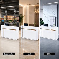 Bureau d'accueil en bois blanc minimaliste moderne de luxe, écologique, durable, lisse, anti-traces de doigts, facile à nettoyer, pour hôtel, supermarché