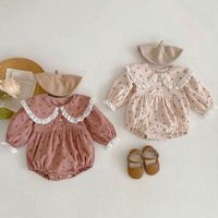 Pakaian Bayi Musim Gugur, Jumpsuit Bayi Baru Lahir Lucu Bermotif Bunga, Romper Bayi Lengan Panjang Katun
