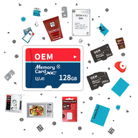 Carte mémoire Mini SD U3 haute vitesse personnalisée en gros 128 Go, carte TF en plastique de marque originale bleue/noire pour GPS, tablette, PC, appareil photo