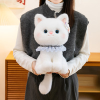 Jouets en peluche chat blanc, noir et gris mignons et doux, décoration d'intérieur, cadeaux d'anniversaire, jouets en peluche chat pour filles et enfants, poupées