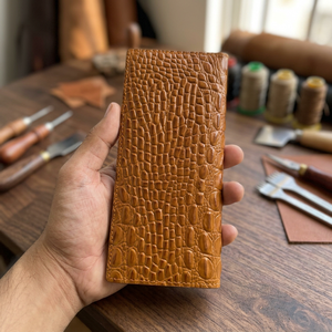 Portefeuille long en cuir de crocodile véritable de qualité supérieure pour hommes, porte-cartes de luxe fait main - Product Image 4