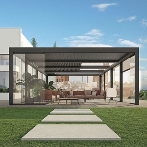 <span class=keywords><strong>Pergola</strong></span> motorisée écologique résistante au vent, alimentée par l'énergie solaire, en aluminium avec revêtement en poudre, 10x20 pieds, système de panneaux solaires, automatique - Product Image 3