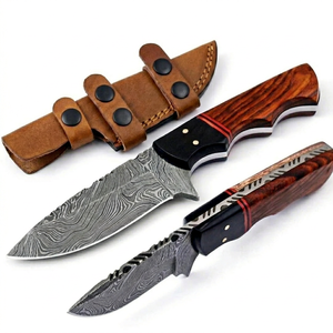 Nuevo Cuchillo Skinner Hecho a Mano de Acero de Damasco de Grado Industrial, Punta Caída, Mango de Madera de Palisandro y Madera Pakka, para Uso Exterior y EDC - Product Image 1