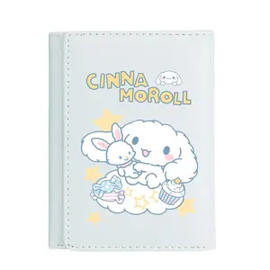 만화 Sanrioed Cinnamoroll 폴더 지갑 귀여운 멜로디 지갑 쿠로미 동전 가방 어린이 소녀 생일 선물