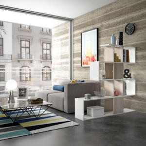 Mueble de madera de roble blanco hecho en Italia, estantería, estantería, exhibición, sala de estar - Product Image 2