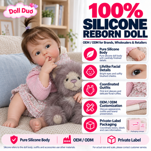 Poupée Duo personnalisée de 18 pouces, corps entier en silicone, poupée reborn, robe rose en tricot à fleurs, doigt près des lèvres, cadeau de Noël pour enfants - Product Image 1