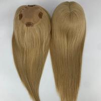 En gros Topper capillaire en cheveux humains vierges européens, base en soie, 100% cuticules alignées, raie libre, lisse, base mono, pour femmes à cheveux clairsemés