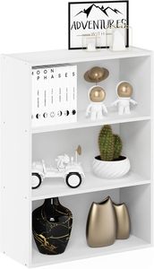 Estantería de Bambú de 3 Niveles Resistente para Libros, para Sala de Estar, Dormitorio, Oficina en Casa, en Blanco Liso, Muebles para el Hogar - Product Image 5