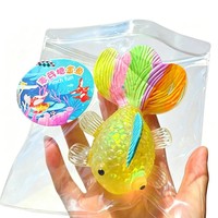 Jouet Squishy Poisson Rouge Arc-en-ciel Scintillant Effet Maltose, Balle à Presser Transparente Sensorielle Anti-Stress