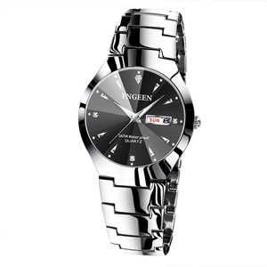 Drioshipping Montres de couple Mode Hommes Montre Étanche Bracelet en acier inoxydable Montres à quartz Montre-bracelet pour femme - Product Image 6