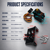 Servo RC Analog Metal Gear dengan Mount Aluminium 15T Arm Set Suku Cadang Upgrade Cocok untuk Mobil Crawler 1/24