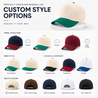 Casquette de baseball 100 % coton à cinq panneaux, bicolore, avec calotte rigide et boucle en cuivre tendance, ajustable par fermeture à pression