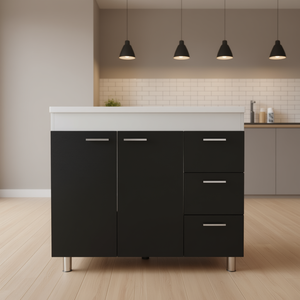 Armoire d'évier de cuisine Kisco noire 30-39,9 pouces, design moderne, montage mural - Product Image 2