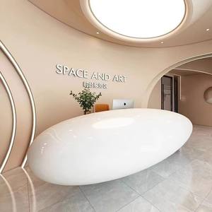 Banco di ricevimento circolare per parrucchiere dentale ufficio Hotel palestra scuola sala Bar in legno - Product Image 4