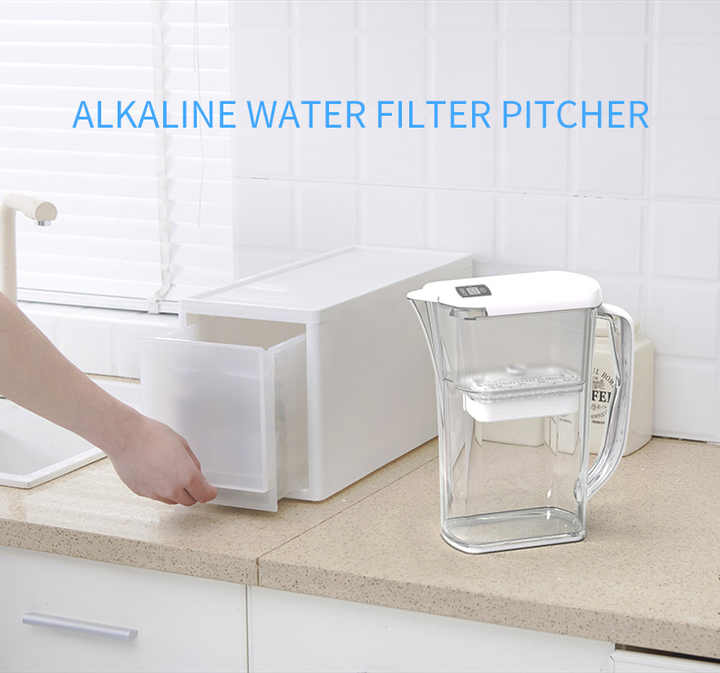 Image showcasing Carbon Fiber+Ion Exchange Resin+PP Cotton Home Water Filter Pitcher ...