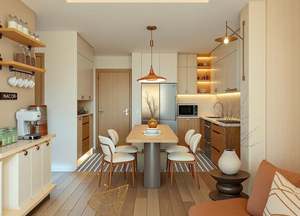 Small Kitchen Wooden Island Dining <b>Table</b> Customized Kitchen Cabinets for Rented Apartment and Single Apartment - Product Image 3