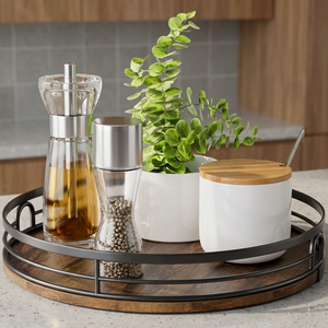 Bandeja de Almacenamiento de Té de Una Sola Capa, Portátil, de Madera Maciza con Lacado Japonés Moderno, para Cocina, Baño, Armario, Almacenamiento de Postres y Pasteles - Product Image 2