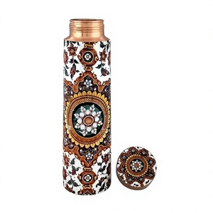 Botella de Agua de Cobre con Diseño Meenakari de Meena Artwork Print, 1 Litro, con Diseño de Adhesivo, Botella de Cobre de Diseño - Product Image 1