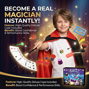 AiJH 300 Trucos de Magia, Juego Educativo de Magia con Varita Mágica, Disfraz de Mago, Regalo, Juegos de Mesa de Magia - Product Image 1