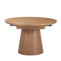Moderner Esstisch aus Eschenholzfurnier, oval und ausziehbar, mit geräuscharmer Schiene für Esszimmermöbel zu Hause