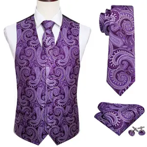 Großhandel Herren Klassische Paisley Jacquard Floral Silk Weste Westen Taschentuch Krawatte