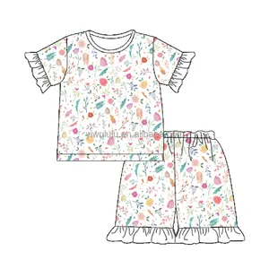 Комплект детской одежды из двух предметов с цветочным принтом для девочек на лето и весну